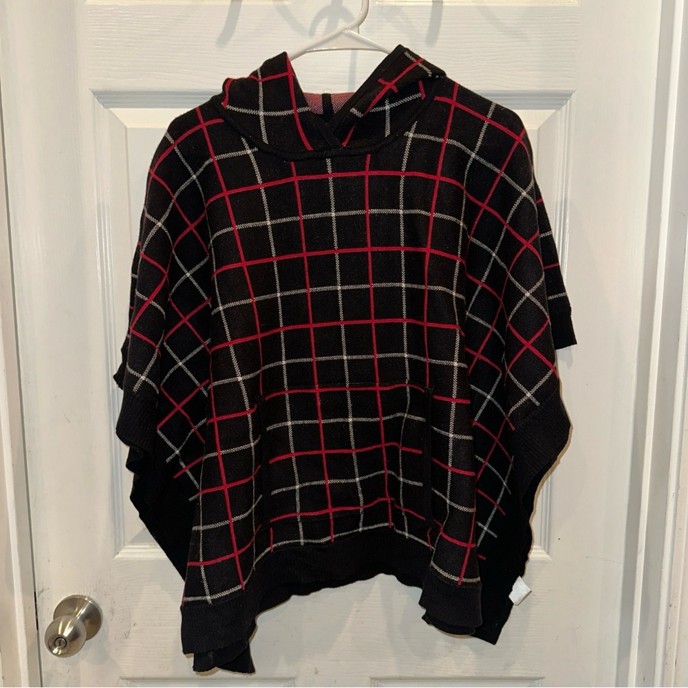 Plaid Hooded Poncho